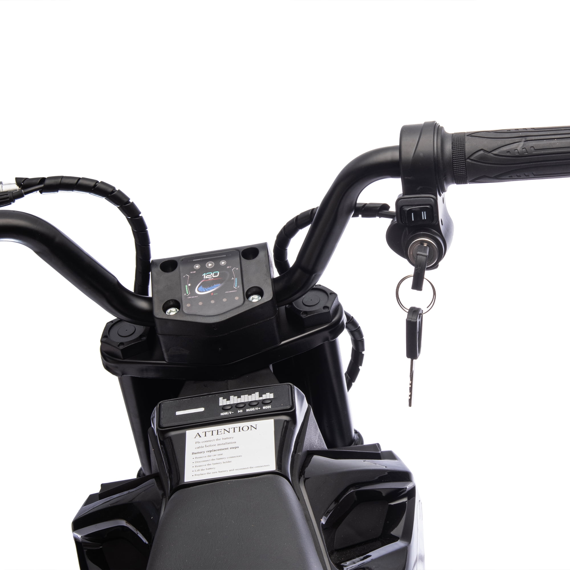 Sluting Kids Ride On Electric Motocross Motorcycle Black 24V with LED Lights for Ages 5-12 1-Count