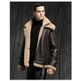 thumbnail image 2 of New Arrival Men's Winter Fashion Coat Genuine Sheepskin Leather Jacket for Motorcyclist Biker Pilot Outerware Wool Liner Double Layers Collar Brown 5XL 6XL,XL,dark brown, 2 of 8