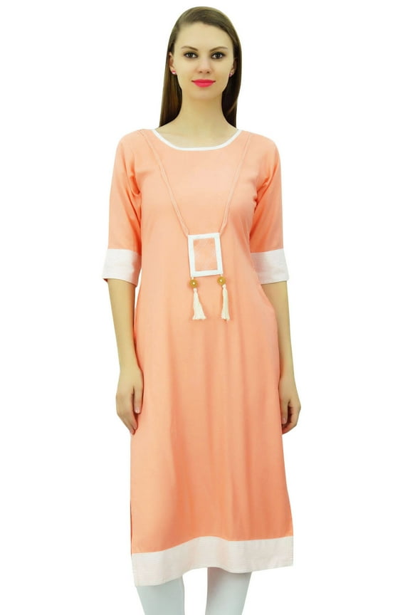 Women Rayon Tunic 3/4 Sleeve Chic kurti Kurta Indian Ethnic Dress