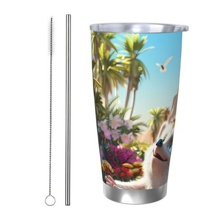 

Ocsxa Playful Hedgehog Forest Pond Pattern 20oz Travel Coffee Mug with Flip Lid Stainless Steel Insulated Insulated Coffee Mug Thermal Cup with Splash Proof Sliding Lid-Straw Two-piece Set