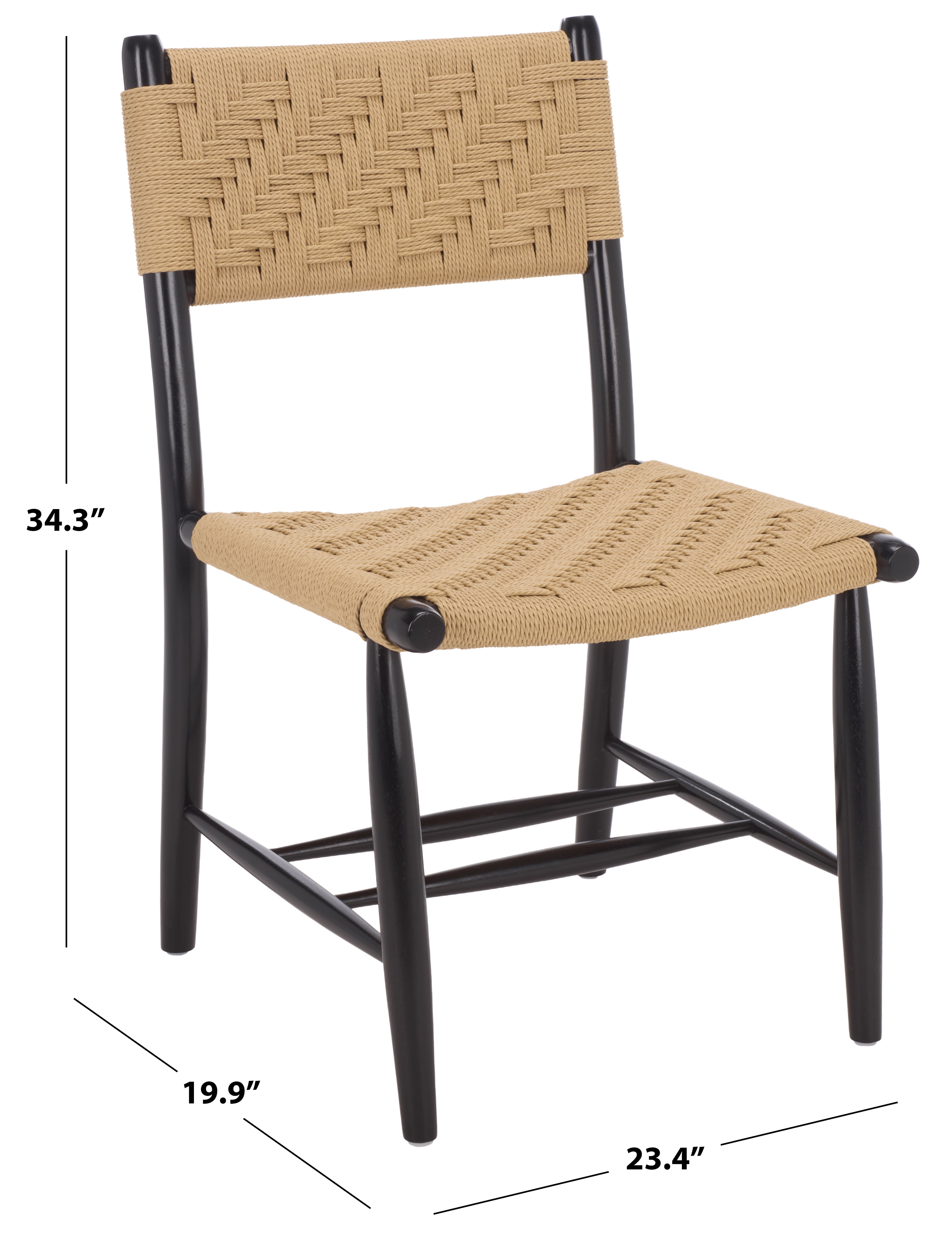Safavieh Amiri Wood Dining Chairs, Black/Natural (Set of 2)