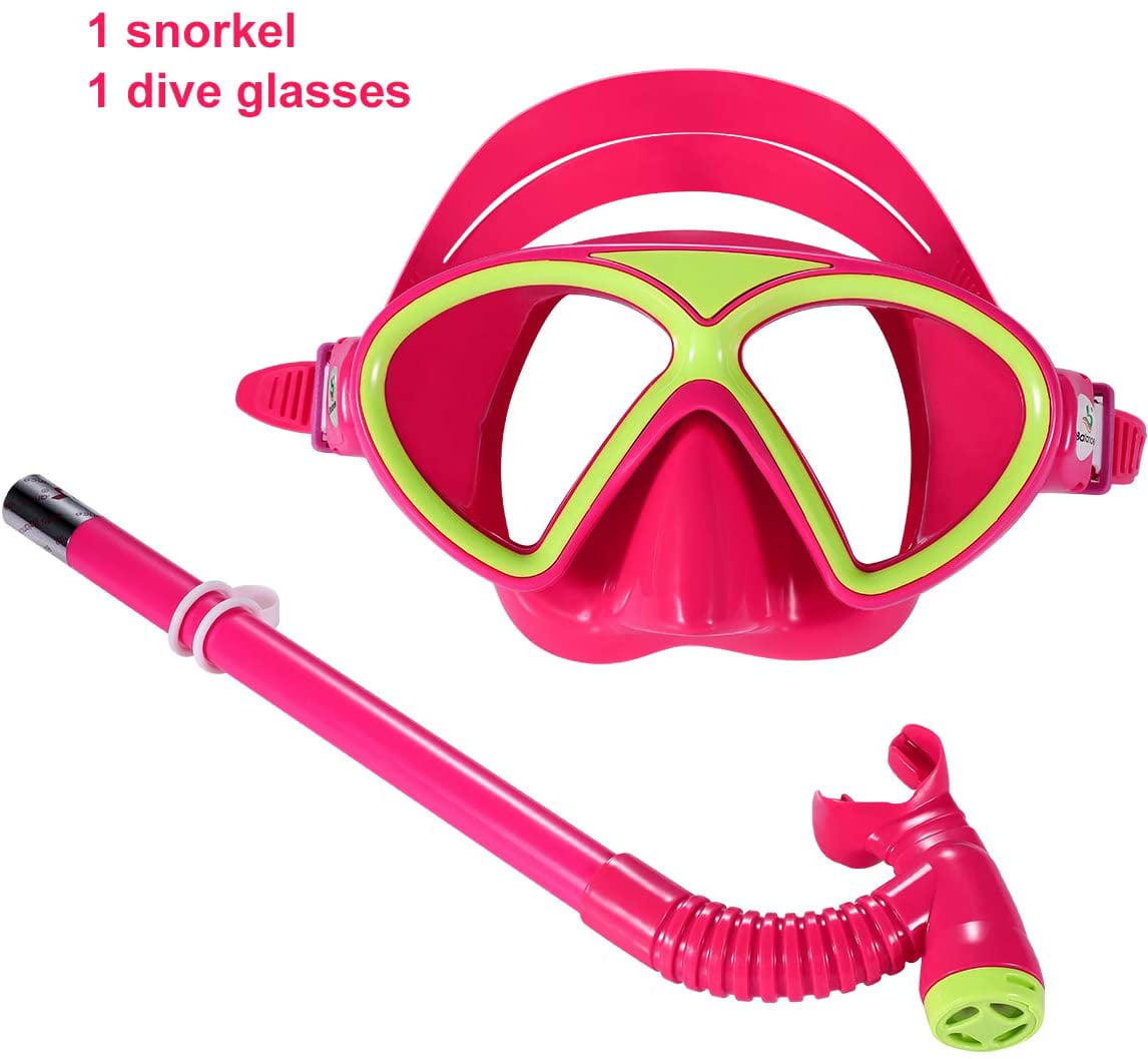 Kuyou Snorkel Set Kids,Anti-Fog Scuba Diving Mask,Children Swimming Goggles, 