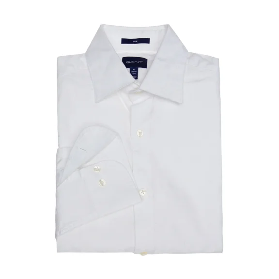 GANT White Rose Jacquard Slim Fit Point Collar Shirt 3002076 Size M