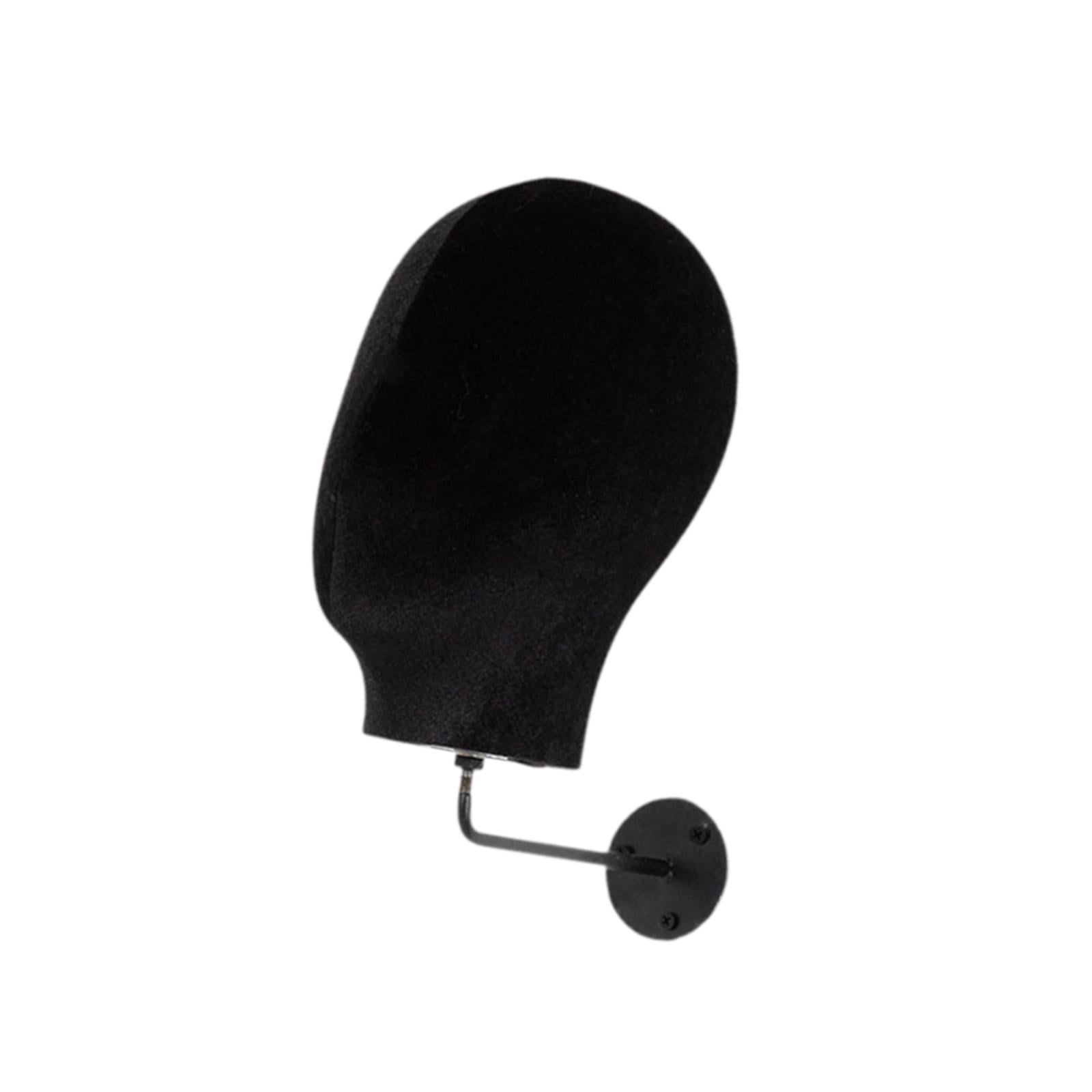 Gazechimp Wall Mount Mannequin Head Cap Hat Display Rack for Ornament Decoration Store Flannel Black