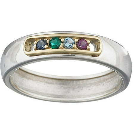 Personalized Sterling Silver and & 14K Gold Plate Mother's Birthstone Band
