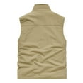 thumbnail image 6 of UVEASISHA Men's Lightweight Vest Mesh Lining Quick Dry Cargo Vest Outdoor Full Zip Stand Collar Hiking Waistcoat Big and Tall Sleeveless Work Vest with Pockets Khaki L, 6 of 6