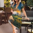 thumbnail image 3 of Disketp Sunflowers At Sunset para Vestido de Manga Corta para Mujeres, Vestidos de Verano para Mujeres, Casual y Holgado para la Playa, 3 of 6