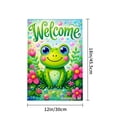 thumbnail image 4 of Jbralid Spring Garden Flag Welcome Frog Flowers Bubbles Garden Linen Summer Garden Flags for Outside 12x18 inch, 4 of 5