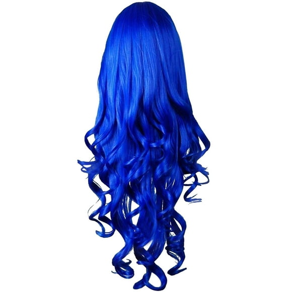 Topbuti 32"" Long Hair Heat Resistant Spiral Curly Cosplay Wig Dark Blue