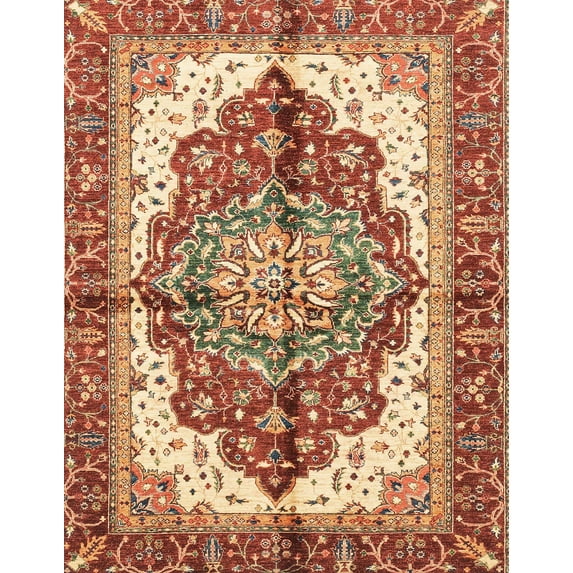 Ahgly Company Machine Washable Indoor Rectangle Abstract Yellow Area Rugs, 7' x 9'