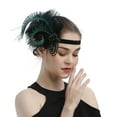 thumbnail image 1 of 1920s Flapper Headband Black Feather Headpiece Rhinestone Hair Band Cocktail Head Accessories for Womens, 1 of 4