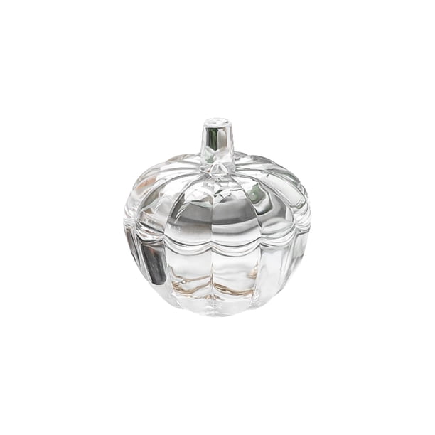 Tarro de cristal para dulces, cuenco para dulces, joyero de tocador transparente con tapa, tarro de calabaza para Halloween, mesa de comedor para