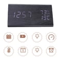 thumbnail image 2 of Reloj digital LED electrónico de madera con pantalla de tiempo, reloj con detección de temperatura y humedad para dormitorio, 2 of 5