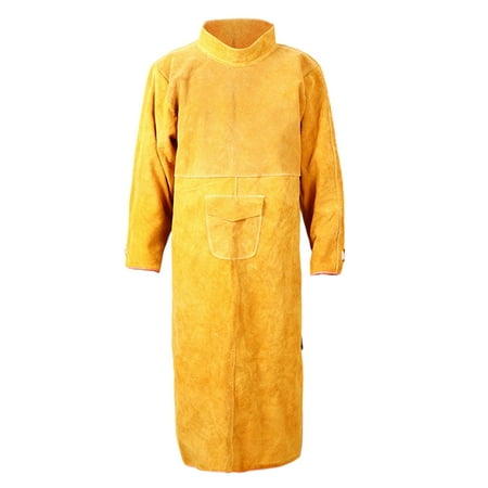 

Cowhide Leather Welding Coat Protective Apron Apparel Weld Jacket Suit Blacksmith Apron Yard Garden Barbecue Equipment - 130cm