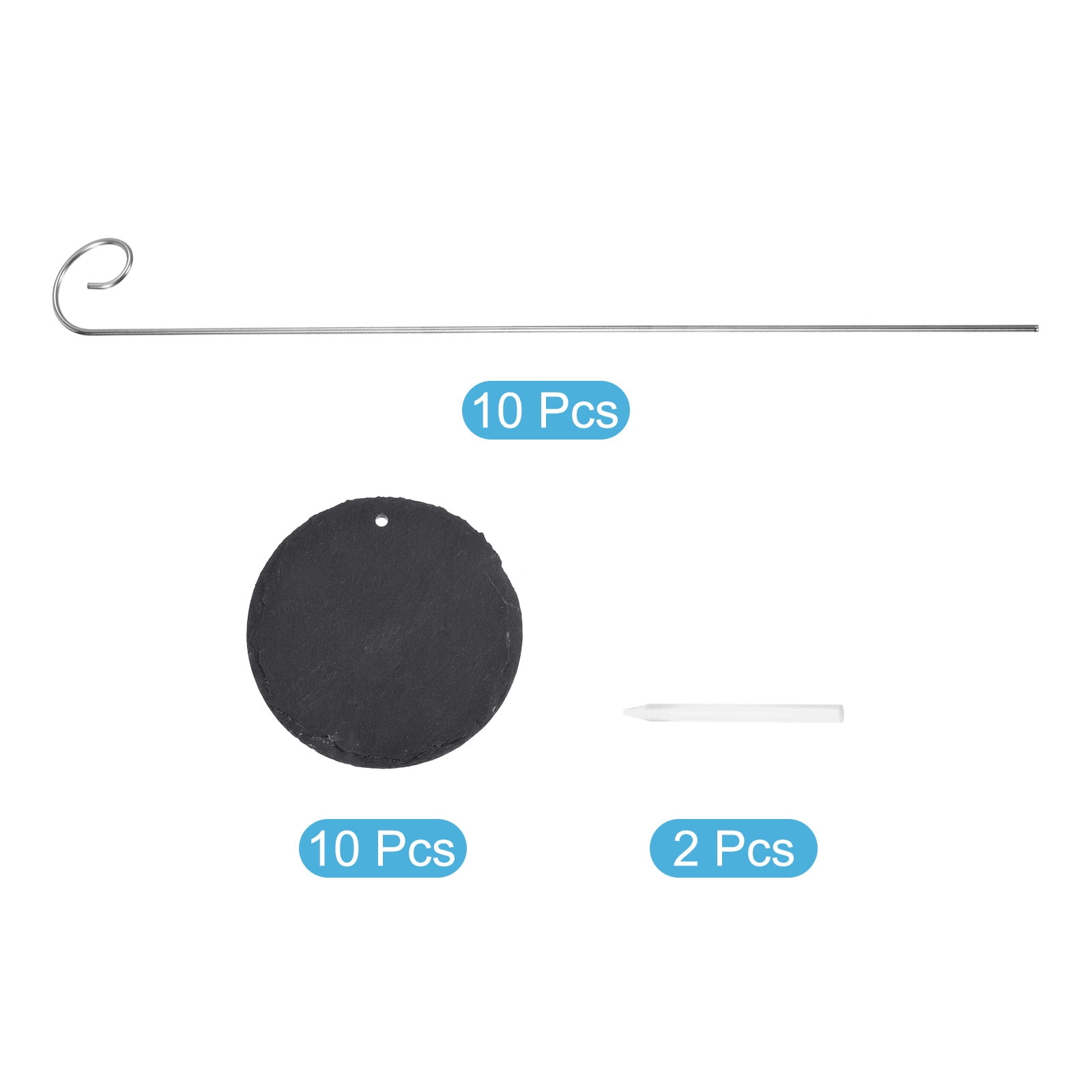 Uxcell Slate Round Shape Plant Labels with Stainless Steel Hanging Rod Pen 10 Pack