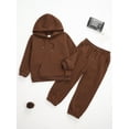 thumbnail image 6 of LiiYii Kids Boys Girls Long Sleeve Hoodie Sweatshirt and Jogging Pants Set Athletic 2 Piece Tracksuit Coffee 130, 6 of 9