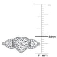 thumbnail image 3 of Three Stone Diamond Ring, Triple Heart Shape Halo Engagement Ring, Solitaire With Accents Ring, Illusion Set Diamond Ring, 925 Sterling Silver, 2.2 Ct Simulated Diamond, 3 of 5