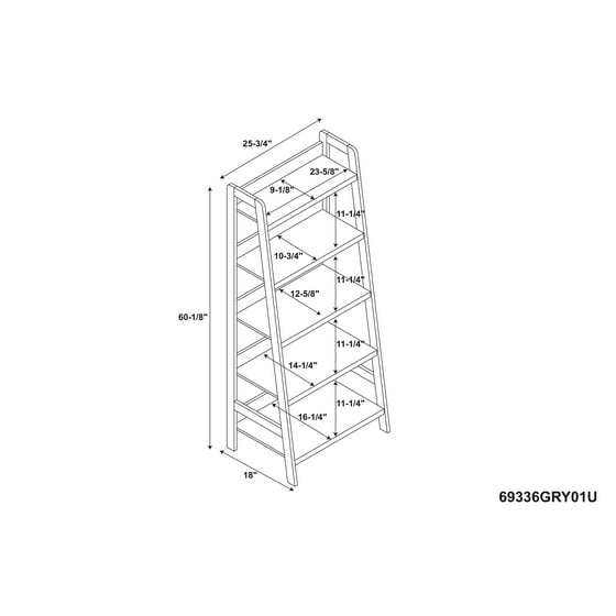 Linon Tracey Ladder Bookcase Grey 5 Shelves Com