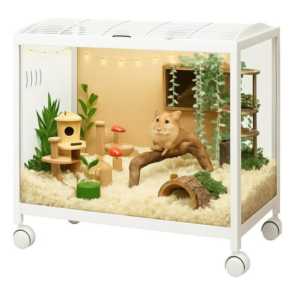 M optimized Hamster Cage, Metal Mice and Rat Habitat Stackable with Wheels, Chew-Proof Dual Door Small Animal Habitat, Hamster House for Guinea Pig Gerbil