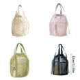 thumbnail image 3 of Mesh Drawstring Bag Foldable Beach Toy Bag with 2 Pockets Swimming Pool Handbag, 3 of 15