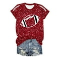 thumbnail image 5 of Game Day T-Shirts Women Sequin Football Love Heart Printed Short Sleeve Crewneck Tops 2025 Trendy Casual Classic Fit Tees Z002-Red M, 5 of 5