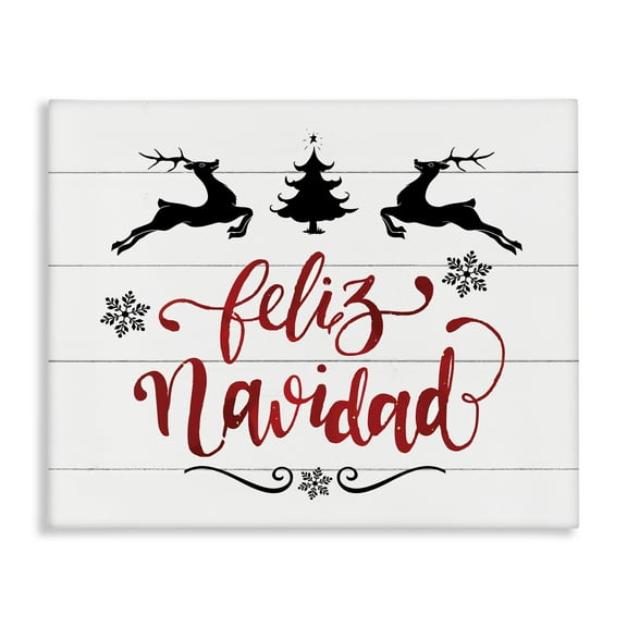 Stupell Industries Feliz Navidad con Renos Holiday Painting Wrapped Canvas Art Print Wall Art, 20 x 16