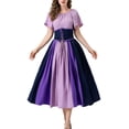 thumbnail image 6 of Meichang Medieval Renaissance Dress for Women Vintage Short Sleeve Color Block Patchwork Peasant Dresses with Corset Lace Up Victorian Gothic Dress, 6 of 9