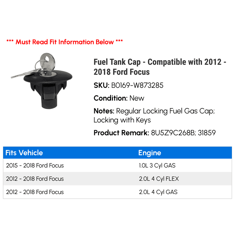 Fuel Tank Door Cover Cap For Ford Focus 2012-2015 – Black