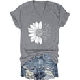 thumbnail image 4 of XIAONU Sunflower Butterfly Print T Shirt for Women Short Sleeve V Neck Daily Casual Tees, 4 of 4