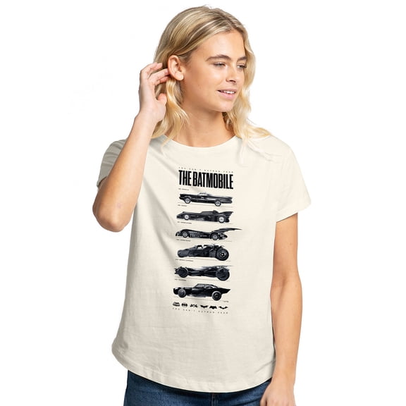 Batman 85Th Anniversary Batmobile On Light Women's Graphic T-Shirt Rolled Sleeve Tee