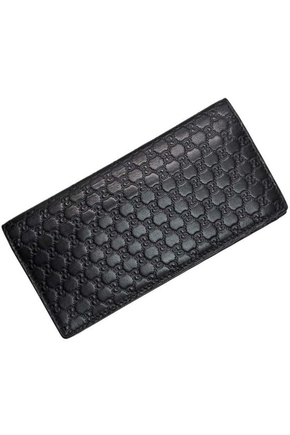 Pre-Owned Gucci bifold long wallet with bill compartment, ec-25024, black a striped pattern...