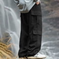 thumbnail image 5 of Bcfgryg Men's Casual Pants Outdoor Sports Trousers Elastic Waist Drawstring Lightweight Breathable Comfortable Loose Fit Work Pants For Hiking Jogging Travel Men’s Jogger Pants Black L, 5 of 5