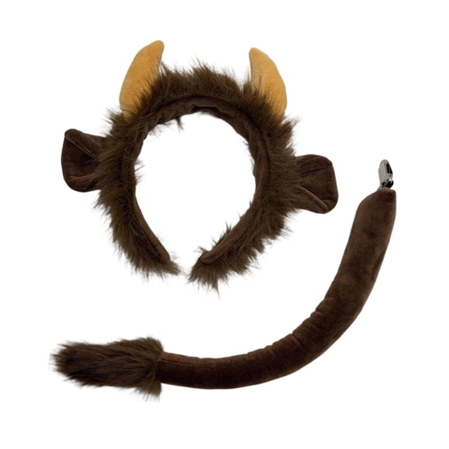 Conjunto de orejas y cola de vaca, tocado de animales lindos para niños, disfraz de carnaval. 2 piezas