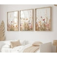 thumbnail image 2 of Hieng Nursery Wall Art Print Wildflower Poster Pictures 3 Pieces Floral Botanical Canvas Painting for Girls Room Nursery Decor With Inner Frame, 2 of 6