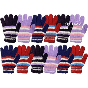 12 Pairs Winter Knit Gloves Bulk Pack - Stretchy Magic Gloves For Men & Women