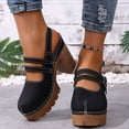 thumbnail image 2 of Rokment Womens Platform Chunky High Heels Mary Jane Mules Sandals Summer Fall Trendy Casual Buckles Leather Closed Toe Block Heeled Slingback Dressy Footwear with Back Straps Black Size 7, 2 of 8