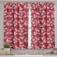 thumbnail image 2 of Ambesonne Floral Valance & Curtain, Concept of Flower and Birds, 55"x36", Ruby and Blush, 2 of 7