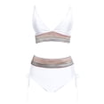 thumbnail image 7 of JoveMarine Women's High Waist Bikini Set V Neck Padded Swimsuit Two Piece Sexy Beach Bathing Suit with No Underwire Bathing Suit For Womens Swimsuits White S, 7 of 7