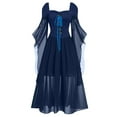 thumbnail image 1 of LINMOUA Women Casual Plus Size Cold Shoulder Dress Solid Color Lace Butterfly Sleeve Halloween Gothic Dress, 1 of 4