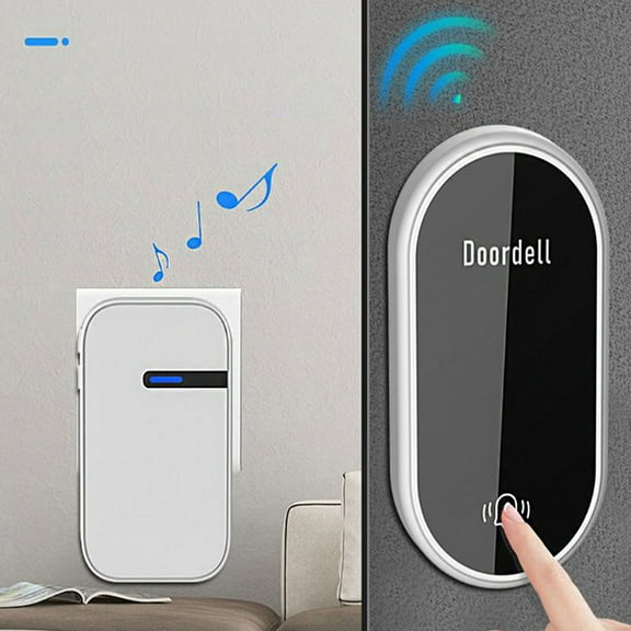 Nkmbld Wireless Doorbell Chime Kit, Self-Powered Doorbell with Low Power Consumption, Waterproof Door Bell for Home, Bedroom, Apartment, Bussiness, Elderly, White