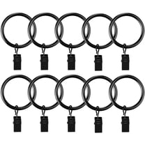 Curtain Hooks - 60 Pack Curtain Clips with Rings Curtain Rings Black Curtain Rings with Clips 1.26 Inch Interior Diameter Metal Ring Curtain Rod Clips for Shower Curtain Rings Hooks