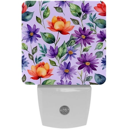 

YZUOUZY Night Light Night Lights Plug into Wall Bedside Lamps Set of 2 Blue Bell Flower Red Rose