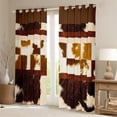 thumbnail image 2 of Brown Cowhide 30%-50% Blackout Curtains Wild Animal Skin Curtains & Drapes 2 Panels 52"Wx84"L,Farm Animals Hide Curtains Bull Cattle Cow Print Patchwork Hair Western Room Decor, 2 of 6