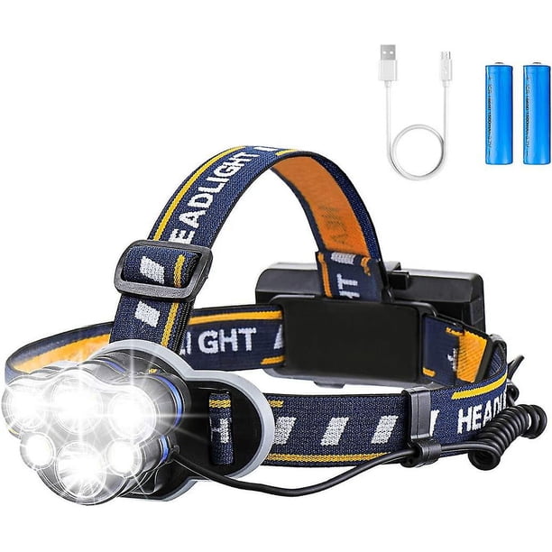Linterna frontal YONGSHENG LED recargable 12000 lm 8 modos de iluminación Con cable USB y 2 baterías