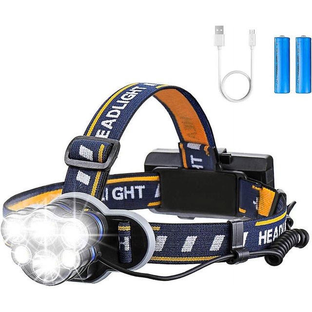 Linterna frontal YONGSHENG LED recargable 12000 lm 8 modos de iluminación Con cable USB y 2 baterías