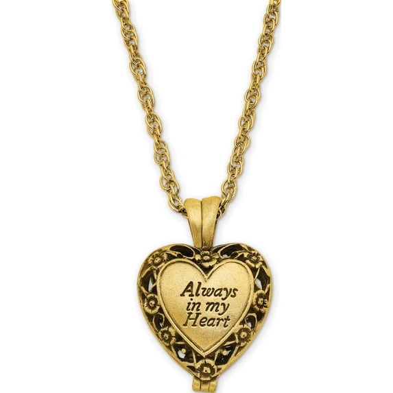 Fashion Always In My Heart Gold-Tone Memorial Ash Holder Locket 24 Inch Necklace Made El Salvador gm17285