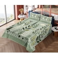 thumbnail image 4 of Ambesonne Monstera Fitted & Top Sheet Set with Sham, Scandinavian Botanical Art, Pale Green Coconut Fawn, 4 of 5