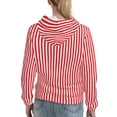 thumbnail image 7 of Picia Red And White Stripes Pattern Casual Women's Hoodie, Hooded Sweatshirt with Kangaroo Pocket, Comfortable Pullover with Eye-catching Drawstrings-Medium, 7 of 7