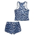 thumbnail image 2 of Xoenoiee Blue Leopard Print Girls Two Piece Tankini Bathing Suits Blouson Swim Tops with Boy Shorts Kids Swimsuits Sporty Swimwear with Removable Pads, Size 6-7 Years, 2 of 5