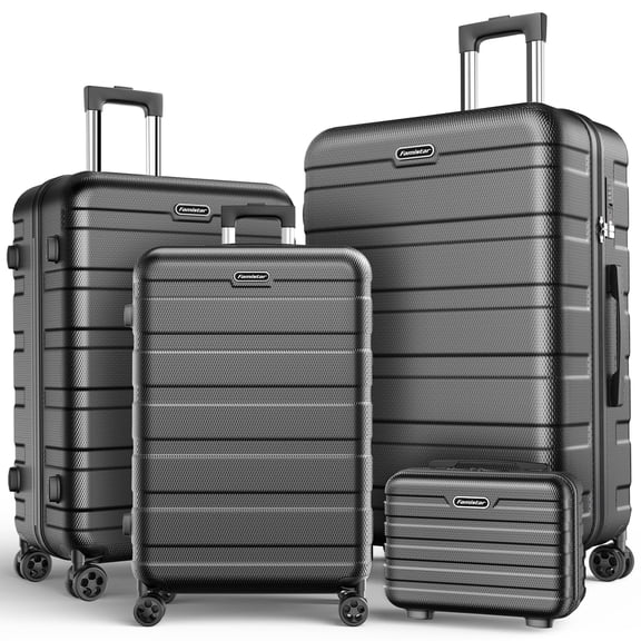 Campmoy 20” Unisex 4-Piece Hardside Luggage Set with TSA Lock, Black